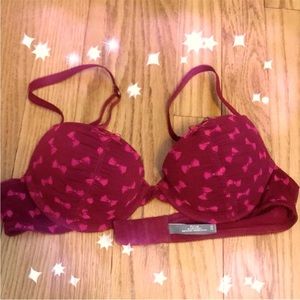 Arie 32B Push up Bra Red with Pink Bows Lace Valentines Day Lingerie